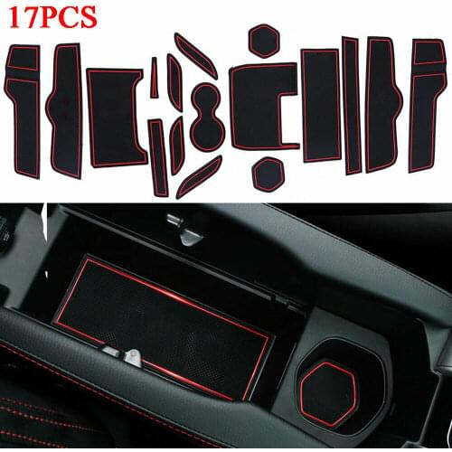 17pcs/Set Rubber Interior Car Door Slot Pad Cup Holder Mat Trim Cover Dust Proof For Honda Civic 10th 2016-2018