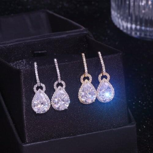 Romantic Trendy Bridal Wedding Accessories Jewelry Exquisite Cubic Zircon Drop Dangle Earrings Female Luxury Crystal Earrings