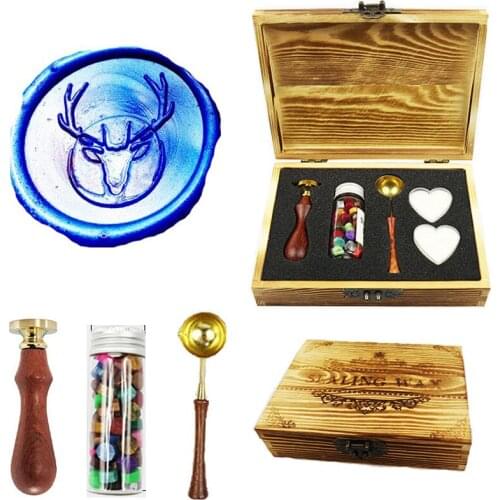 Christmas Deer Head Alter Wax Sealing Stamp Classic Old-Fashioned Antique Alphabet Initial Letter Creative Romantic Seal Stamp