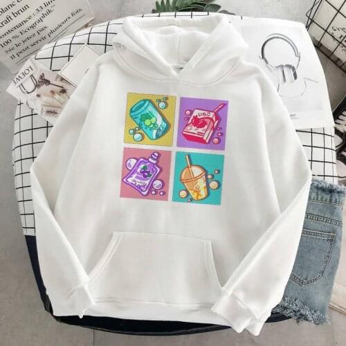 Cartoon Peach Juice Japanses Aesthetic Printed sweatshirt Women Harajuku Cute Pink Loose pullover Casual Tumblr Female Hoodies