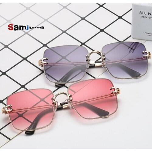 Samjune Luxury Square Bee Sunglasses Women Retro Brand Designer Oversize Gradient Glasses Vintage Okulary UV400 Oculos de sol