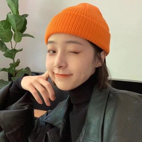 INS web celebrity youth autumn and winter knitted hat couples melon skin hat students pure color wool hat cool hat tide