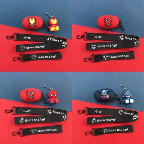 Cool Cartoon Silicone Cover for Samsung Galaxy Buds Case Wireless Bluetooth Earphone Bag Charging Box Lanyard with Phone Holder