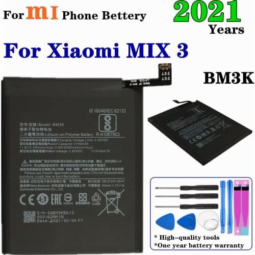 2021 Years For Xiaomi Mi Mix 3 Mix3 Replacement Phone Battery BM3K 3200mAh Capacity Lithium Polymer Battery With Tools