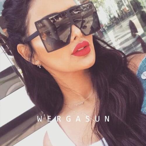 WERGASUN Clear Oversized Square Sunglasses Women Men Fashion Luxury Metal Framework Eyewear UV400 Shades Oculos Gafas