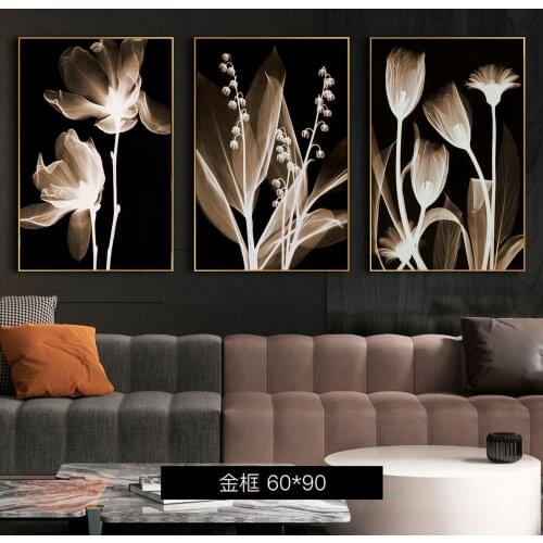 Light Flowers in the Dark Canvas Art Posters Nordic Art Flowers Canvas Paintings on the Wall Art Pictures Home Wall Decoration