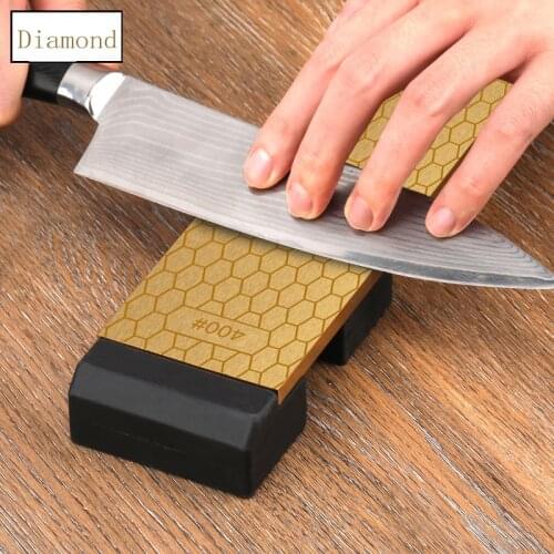 Grit 400 1000 grit grain double side New design Diamond knife sharpening stone ice skates metal plate guide stand base