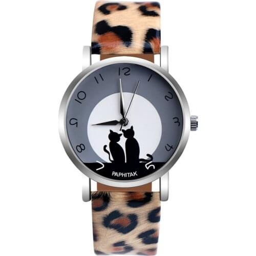Womens Cute Cat Round Quartz Wristwatches Digital Wrist Watch For Girls Smart Watches Android Watch For Women 2021 Zegarek