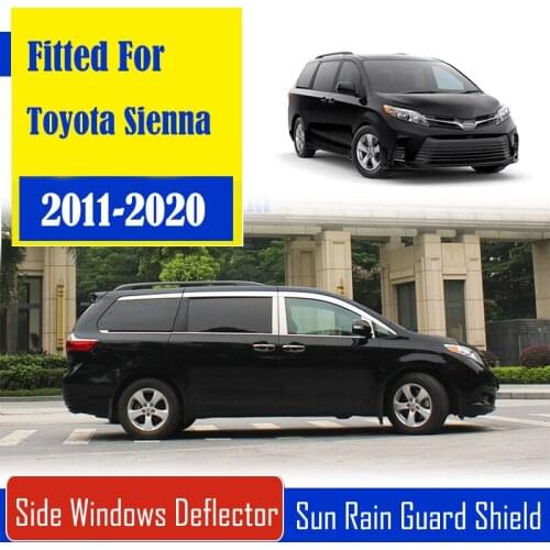 1 Set Chrome Side Vent Sun Shade Window Visors Rain Guard Deflectors For Toyota Sienna 2011-2020