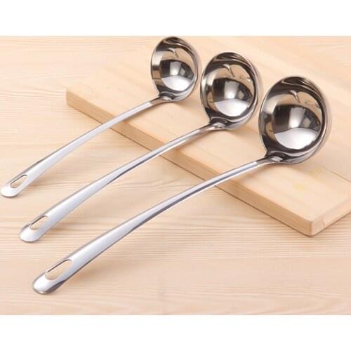 1pcs Thicken Stainless Steel Long Handle Ladle Spoon Big Soup Ladle Useful Kitchen Cooking Tool Utensil Tool Soup Spoon Dropship