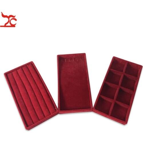 3Pcs/Lot Wholesale Portable Velvet Jewelry Ring Earring Insert Display Cufflink Organizer Stackable Tray Holder Storage Showcase
