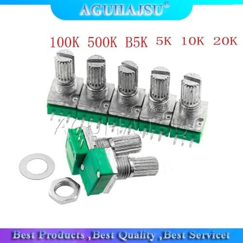 5pcs RK097N 5K 10K 20K 50K 100K 500K B5K with a switch audio 3pin shaft 15mm amplifier sealing potentiometer