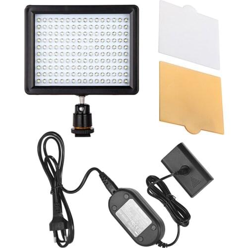 Andoer 10.5W 160pcs Beads LED Video Light Lamp with Dummy Battery Charges EU/US/UK/AU Plug