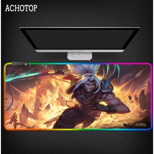 Large Gaming Mouse Pad RGB Yasuo The Unforgiven Computer Duel Mousepad Gamer LED Light Gaming Mouse Pad Laptop Notebook Desk Mat