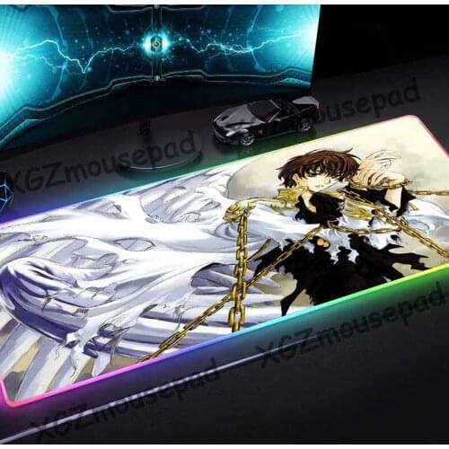 XGZ Large RGB Mouse Pad Black Lock Edge Anime Knight of Seven HD Custom Colorful Luminous Computer Desk Mat Rubber Non-slip Xxl