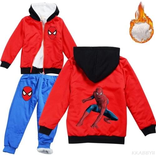 Spider-Man Teen Boys Girls 2Pcs Clothes Kids Tracksuit Casual Costume Hoodie Top Pants Children Fashion Sportswear Kids Outfits