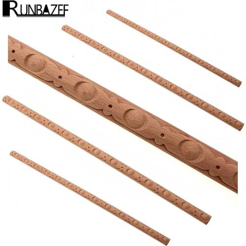 RUNBAZEF Wooden Solid Wood Lines Furniture Stickers Edge Box Carved Ornaments Vintage Home Decor Craft Miniaturas Figurine