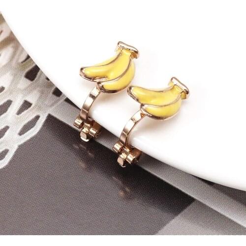 Kids Clip On Earrings No Pierced Ear Children Girls Kawaii Cute Banana No Hole Ear Rings Little Boy Clip Earrings Jewelry