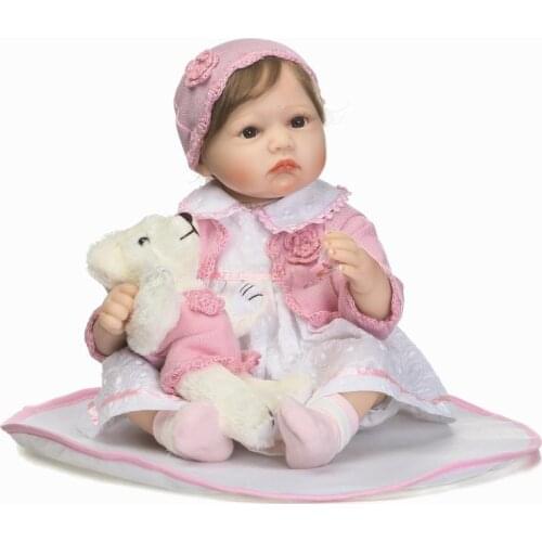 NPK 55cm Soft Silicone Reborn Dolls Baby Realistic Doll 22 Inch Fiber Hair Boneca BeBe Reborn Doll for Girls Birthday Gifts