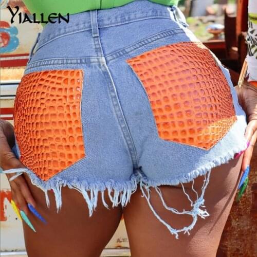 YiAllen Summer New Cotton Denim Shorts Women High Waist Skinny Stretchy Tassel Wild Y2K Party Night Clubwear Female Jeans Bottom