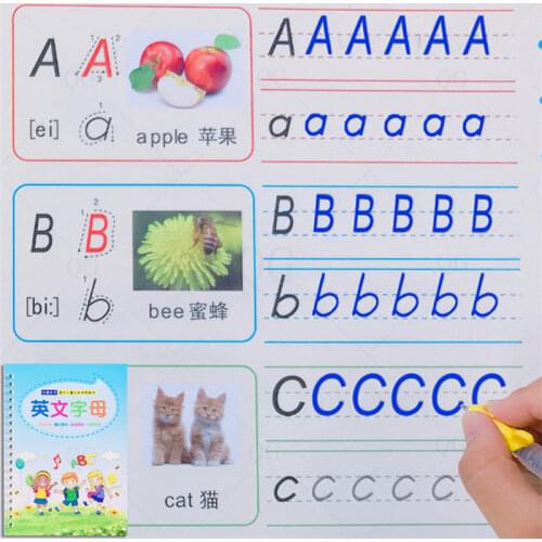 Reusable English Alphabet Copybook Drawing Toys Hand Writing Groove Auto Fades Educational Toys For Children Kids Montessori
