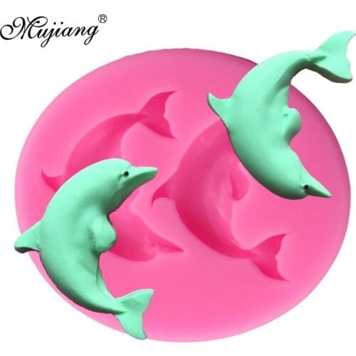 Mujiang Dolphin Silicone Mold 3D Fondant Soap Chocolate Candy Molds Sugarcraft Cake Decoration Tools Kitchen Baking Moulds CT666