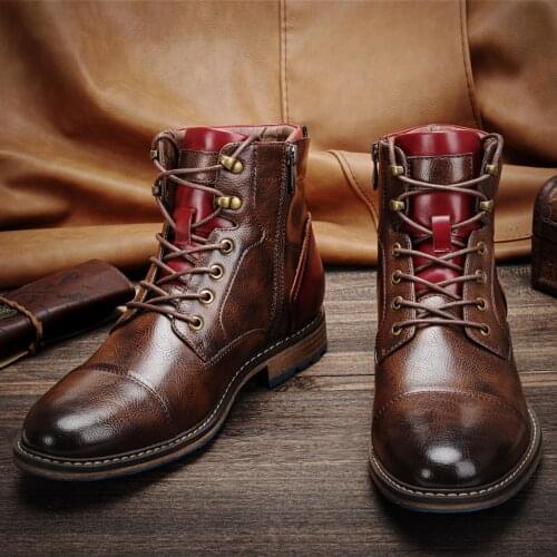 Leather Boots Men Brand 2021 Fashion Comfortable Boots Leather #AL603C4