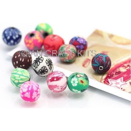 Set of 500pcs 8mm-10mm mixed sizes and colors Polymer Clay Beads floral designs