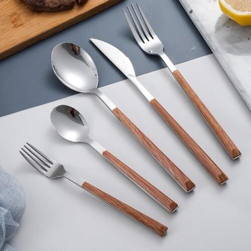 Kitchen Tableware Set Stainless Steel+ABS Cutlery Set Fork Spoon Knife Dinnerware Set
