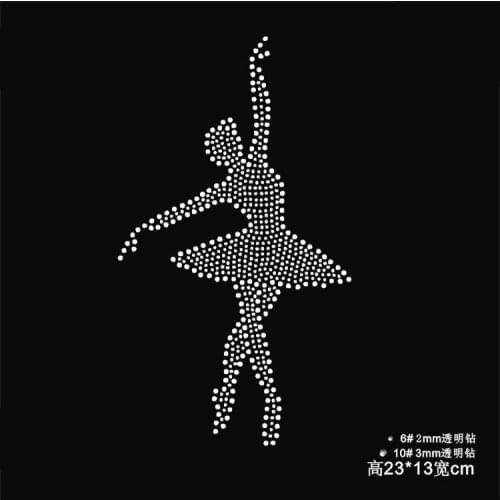 2pc/lot Ballet dancer hot fix rhinestone transfer motifs iron on rhinestone transfer applique patches