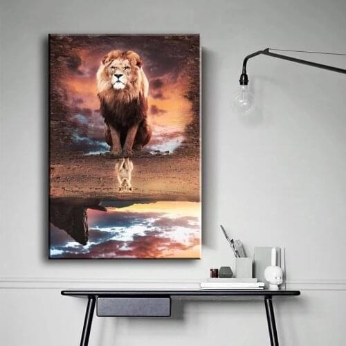 Wall Canvas Decoration for Living Room , Painting lion or cat, Tiger in heart, Home Decoration, Movie Poster, Cuadros Modernos