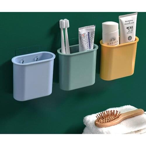 Wall-Mounted Storage Box Storage Organizer Toothbrush Holder Household Items Shelves Makeup Brush Holder Bathroom Accessories