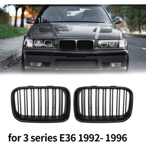 NEW-Front Replacement Kidney Grille Grill Compatible for BMW E36 325I 320I 318Is 1992-1996 Double Slat Sport Style Matte Black