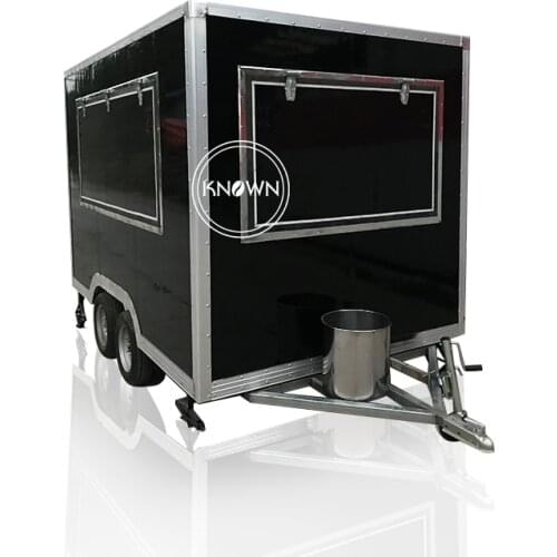 Black color square mobile hot dog carts street food truck with tranction frame food cart for sale