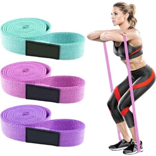 Loop Yoga Stick Portable Fitness fabric long resistance bands set with logo Pink Purple Cover OEM