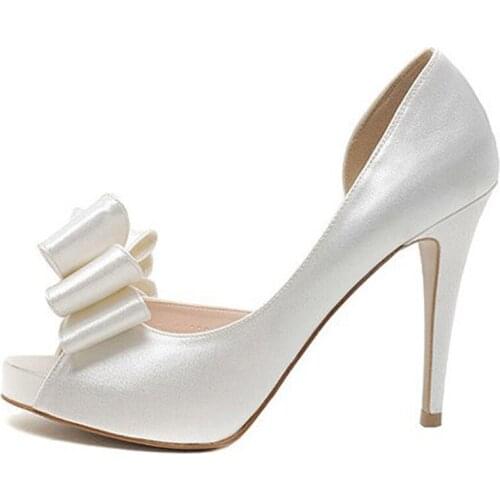 Summer Spring High Heel Sandals Peep Toe White Color Lady Dress Shoes Bridal Wedding Dress Shoes Bridesmaid Shoes Free shipping