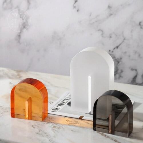 Modern Color Frosted Glass U Shape Ornaments Creative Arched Bookend Model Villa Study Decorative Art Furnishings