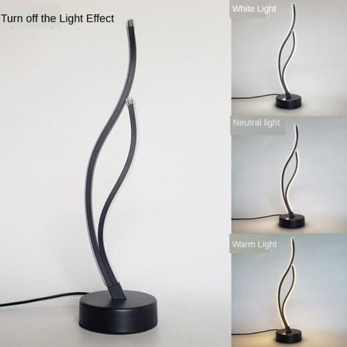 Spiral LED Table Lamp Contemporary Desk Lamp, Nightstand Light Lighting 1.5m Cable for Home Office (Black Body)
