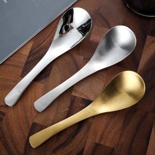 304 Stainless Steel Dinner Spoon Tablespoon Household Adult Children Thicken Soup Spoon Round Golden Breakfast Dinner MealSpoons