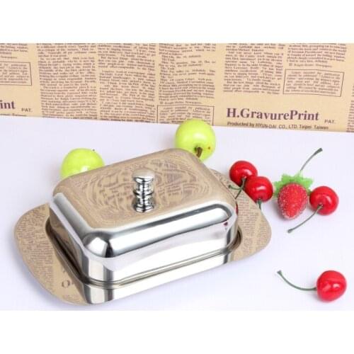 Thick 304 Stainless Steel Butter Dish With Cover Butter Cookie Box Dessert Dish Care Fruit Salad Cheese Dish Storage