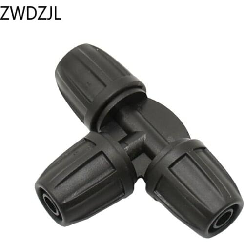 Garden hose tee barb water splitter 8/11 irrigation Hose connector 3/8" T 3 way Thread Lock irrigation adapter 30pcs