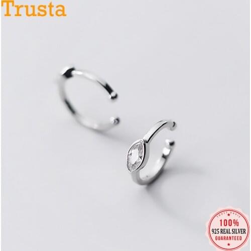Trustdavis 925 Sterling Silver Lovely Eye Shining CZ Ear Cuff Clip on Earrings For Women Without Piercing Earings Jewelry DA1689