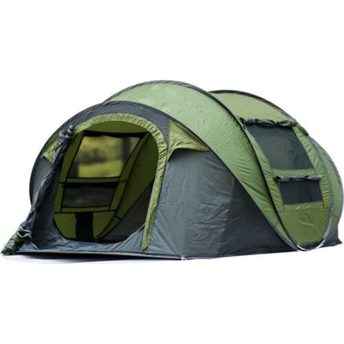 4-person family automatic dome pop-up camping giant tent strap with mesh on top carrying bag