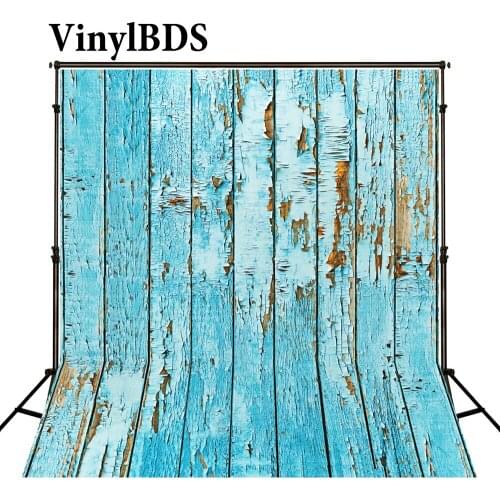 VinylBDS Newborn Baby Backdrop Photo Blue Wooden Wall Fond Studio Photo Wood Floor Studio Backdrop