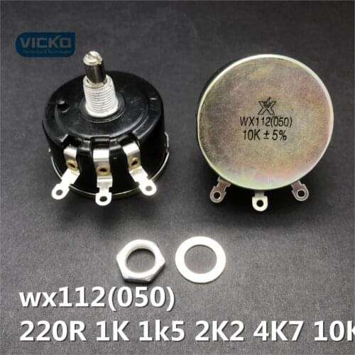 [YK] WX112 WX050 3K3 4K7 5K6 6K8 10K 5W single turn around potentiometer adjustable resistance Watt switch