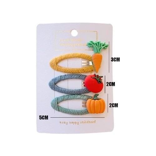 60set/lot 3pcs/set Fruits Vegetables Hair BB Clip Baby Hairpin Hair Styling Accessories HA1102