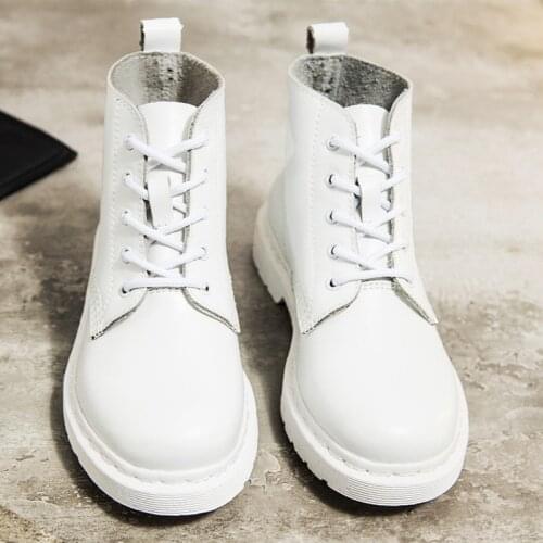 Genuine Leather Boots Women White Ankle Boots Motorcycle Boots Female Autumn Winter Shoes Women Pink 2020 Spring