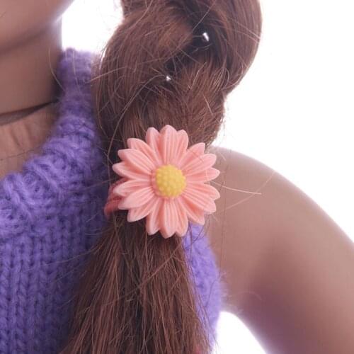 Q9QB 1Pair Elastic Hair Ties Rubber Bands Dollhouse Accessory Interactive Hair Accessories Children Girls Headwear 5Colors