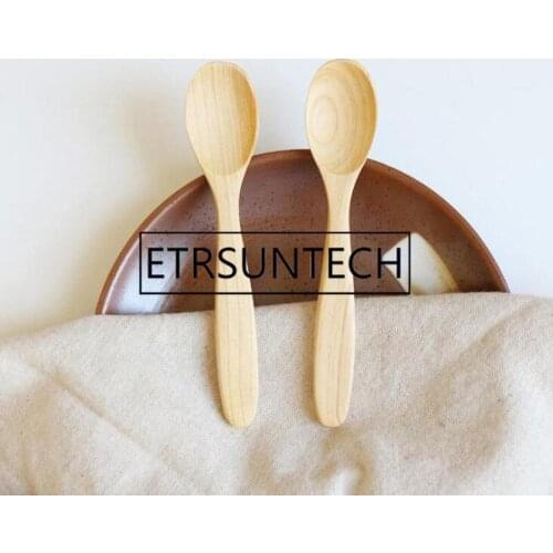 100pcs Mini Natural Fir Wooden Children Spoon Safety Utensils Baby Lepels Children Tableware Kitchen Condiment Tool