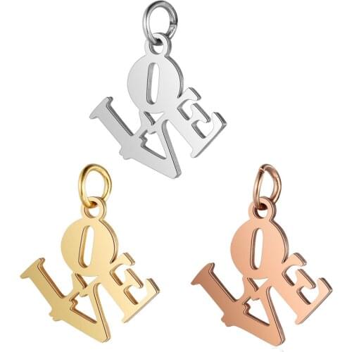 5pcs/lot Grace Moments 3 Colors Delicate Polishing Alphabets Charm DIY LOVE Charm Girls Bracelet Pendants Fit Charm Bracelet